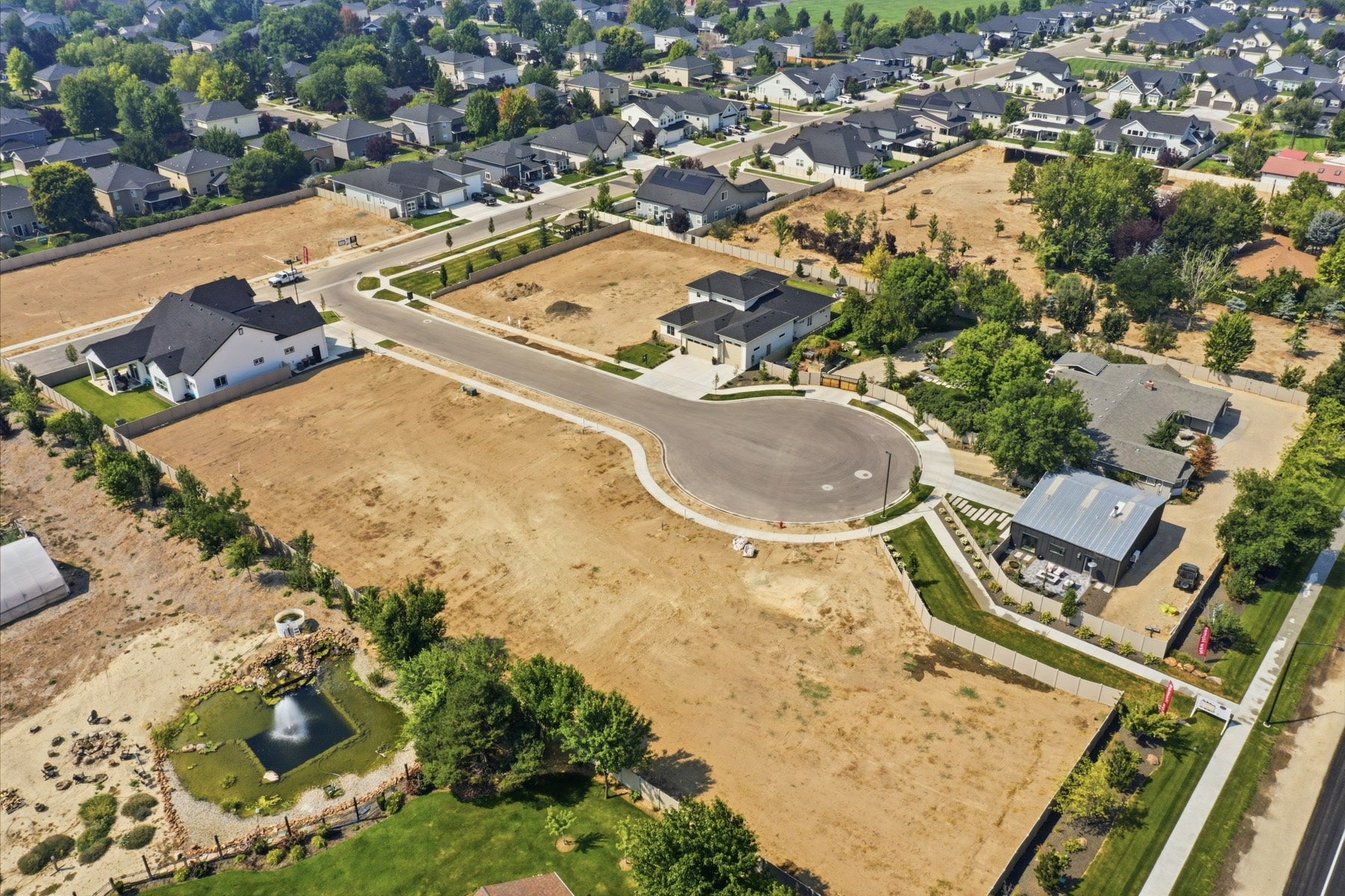 Aerial view of the Matador Estates lots and cul-de-sac